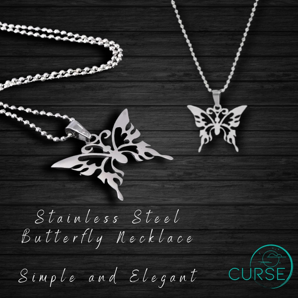 Necklace - Stainless Steel Butterfly