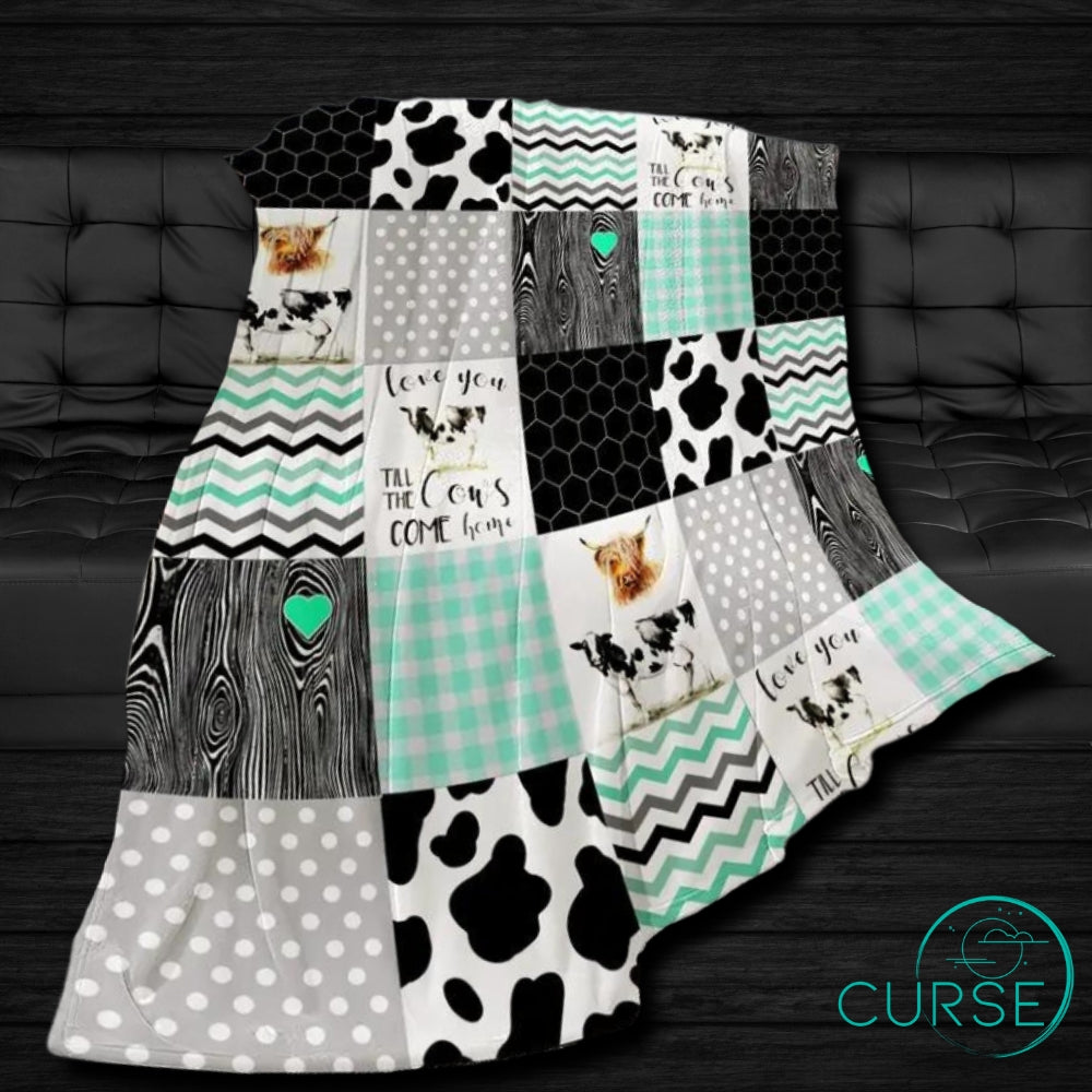 Ultra Soft Throw - Teal Cute Cow