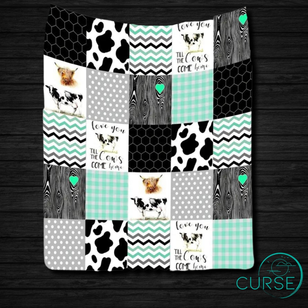 Ultra Soft Throw - Teal Cute Cow