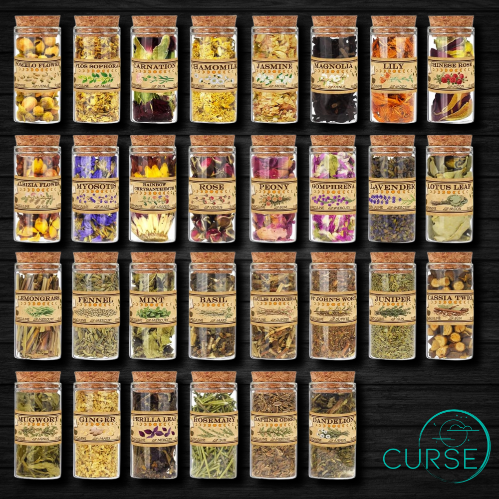 Vials With Dried Herbs