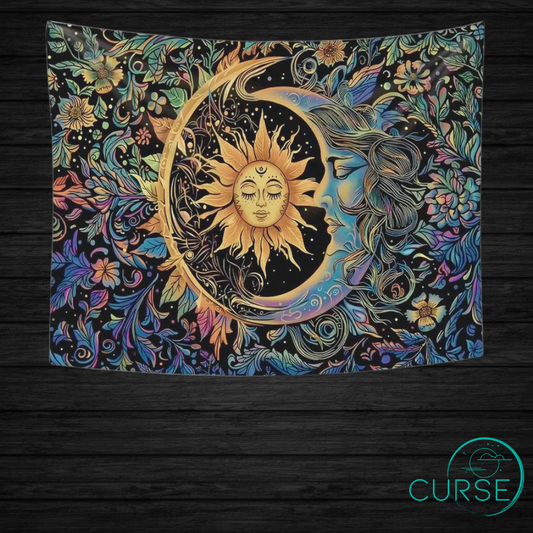 Tapestry - Orange / Blue Skulls