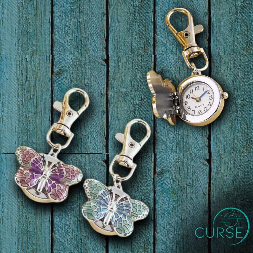 Pocket Watch - ButterFly Keychain