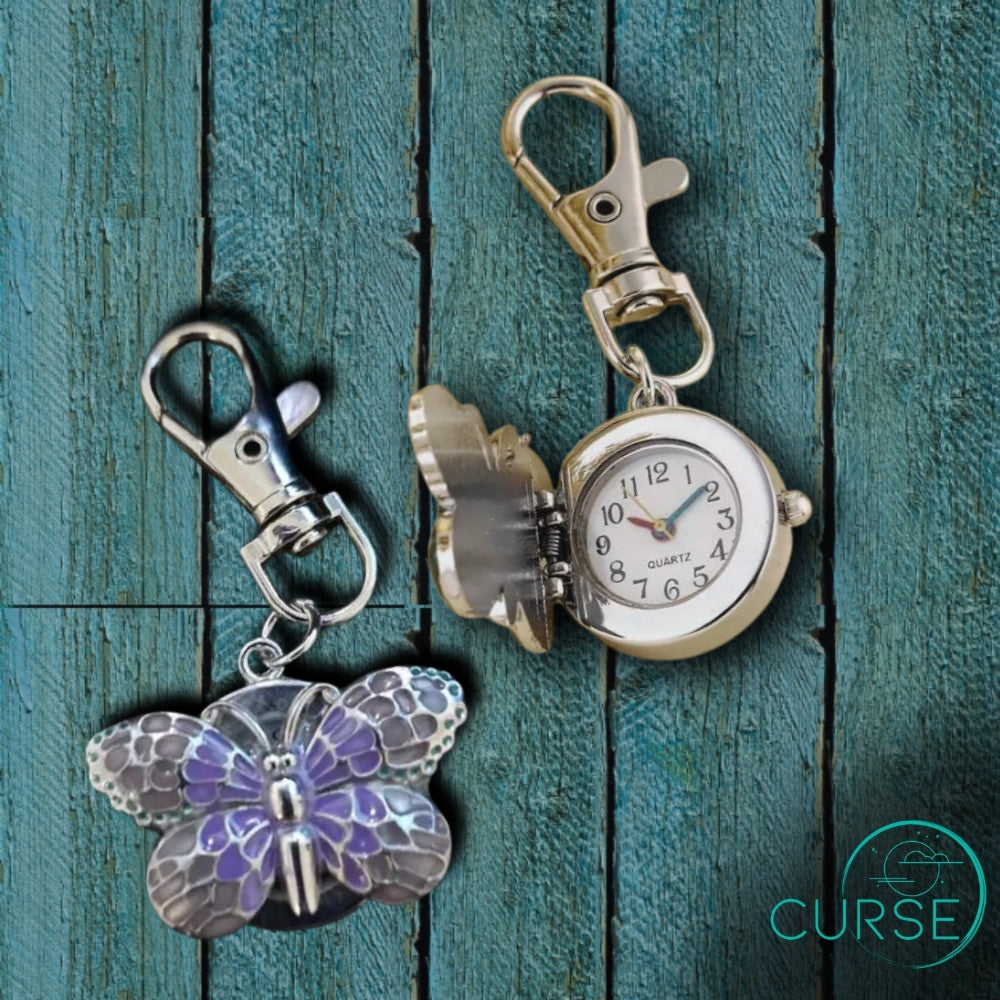 Pocket Watch - ButterFly Keychain