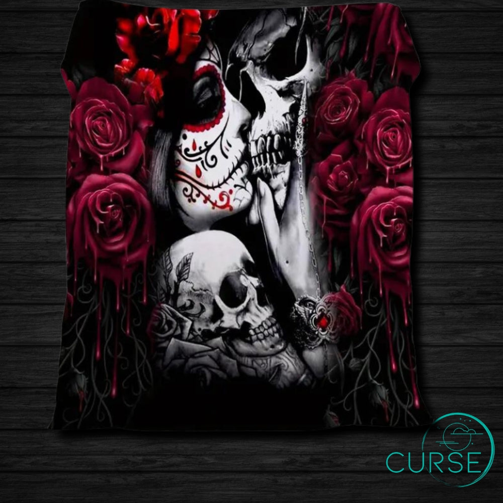 Ultra Soft Throw - Red n Blk Skull Couple