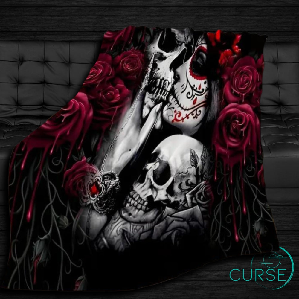 Ultra Soft Throw - Red n Blk Skull Couple