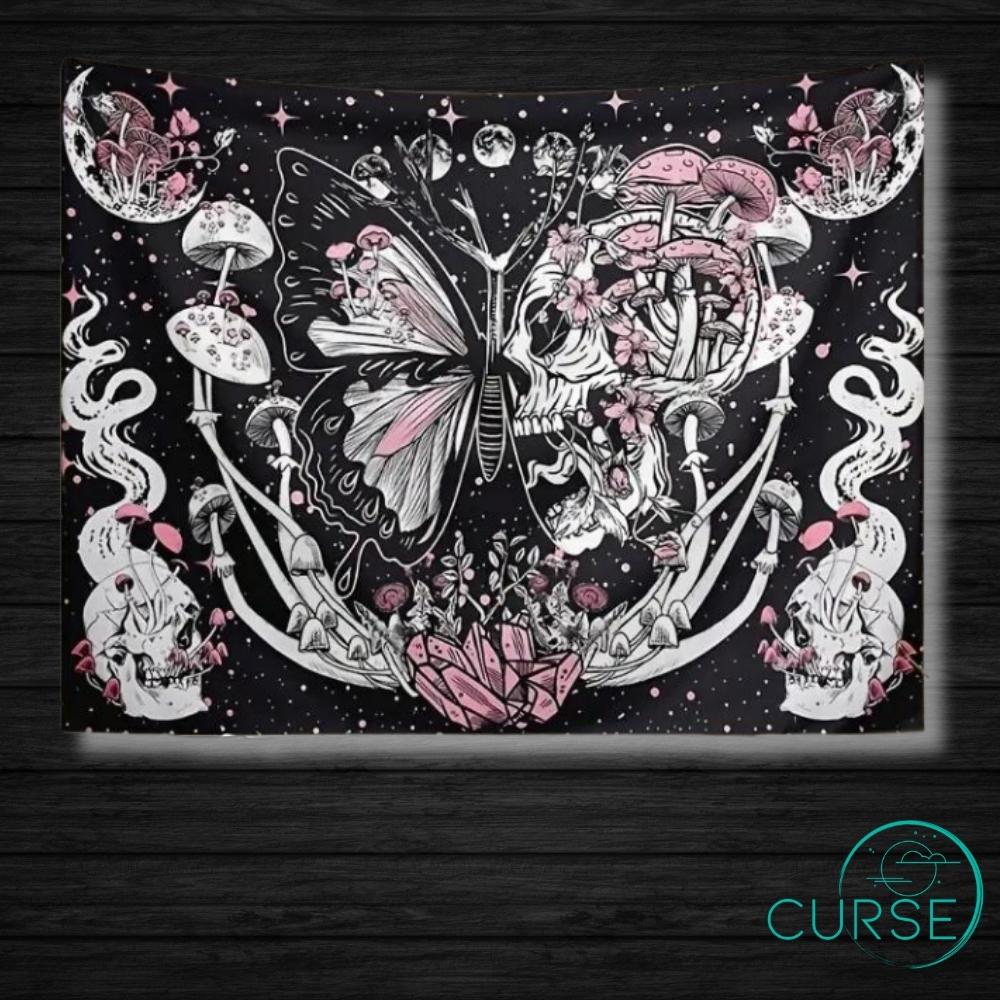 Tapestry - Butterfly Half Skull Galaxy