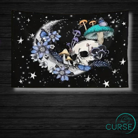 Tapestry - Galaxy Moon Skull Shroom