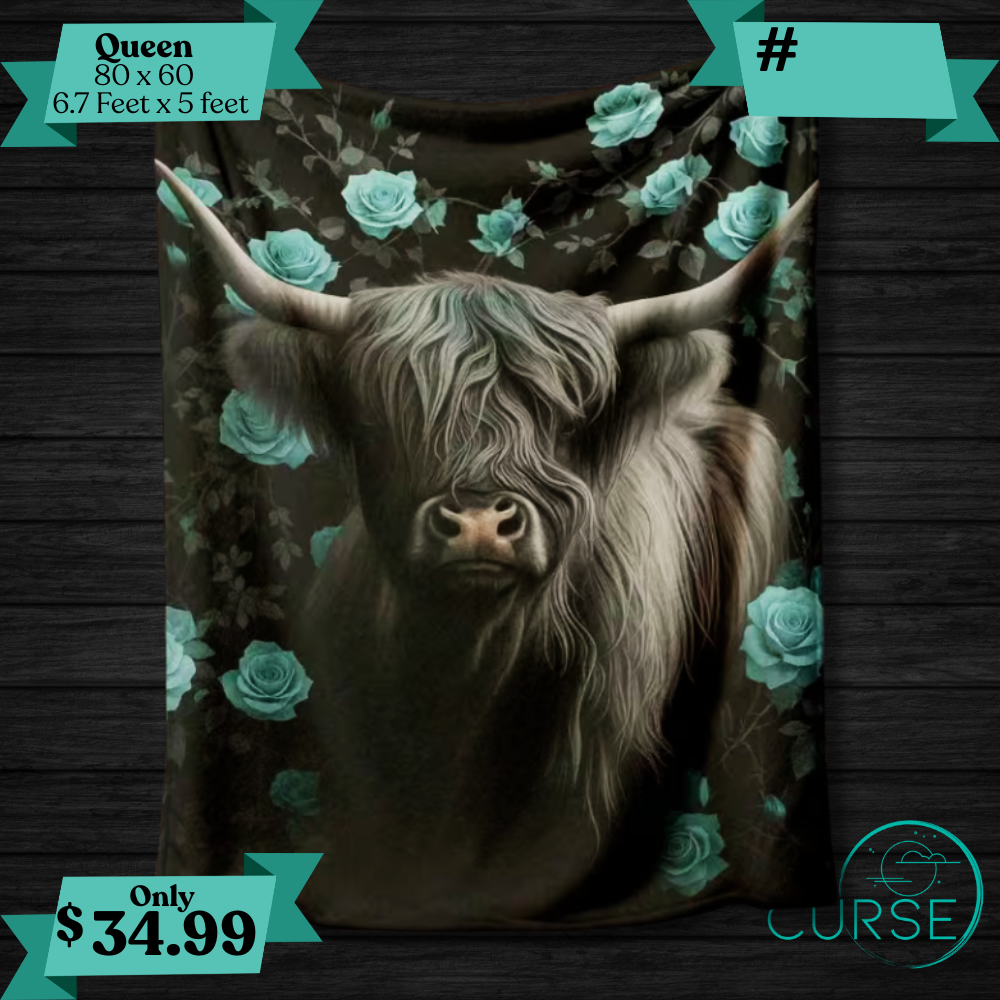 Ultra Soft Throw - Teal Cow