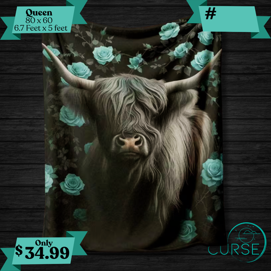 Ultra Soft Throw - Teal Cow