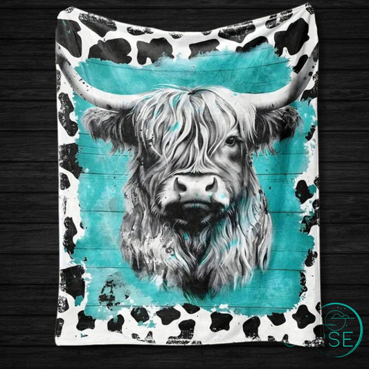 Ultra Soft Throw - Teal Cow